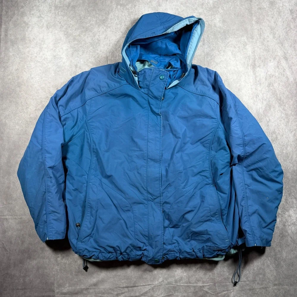 LL Bean 3-in-1 System Jacket Mens 2X Blue Hooded Fleece Lined Parka Coat Outdoor